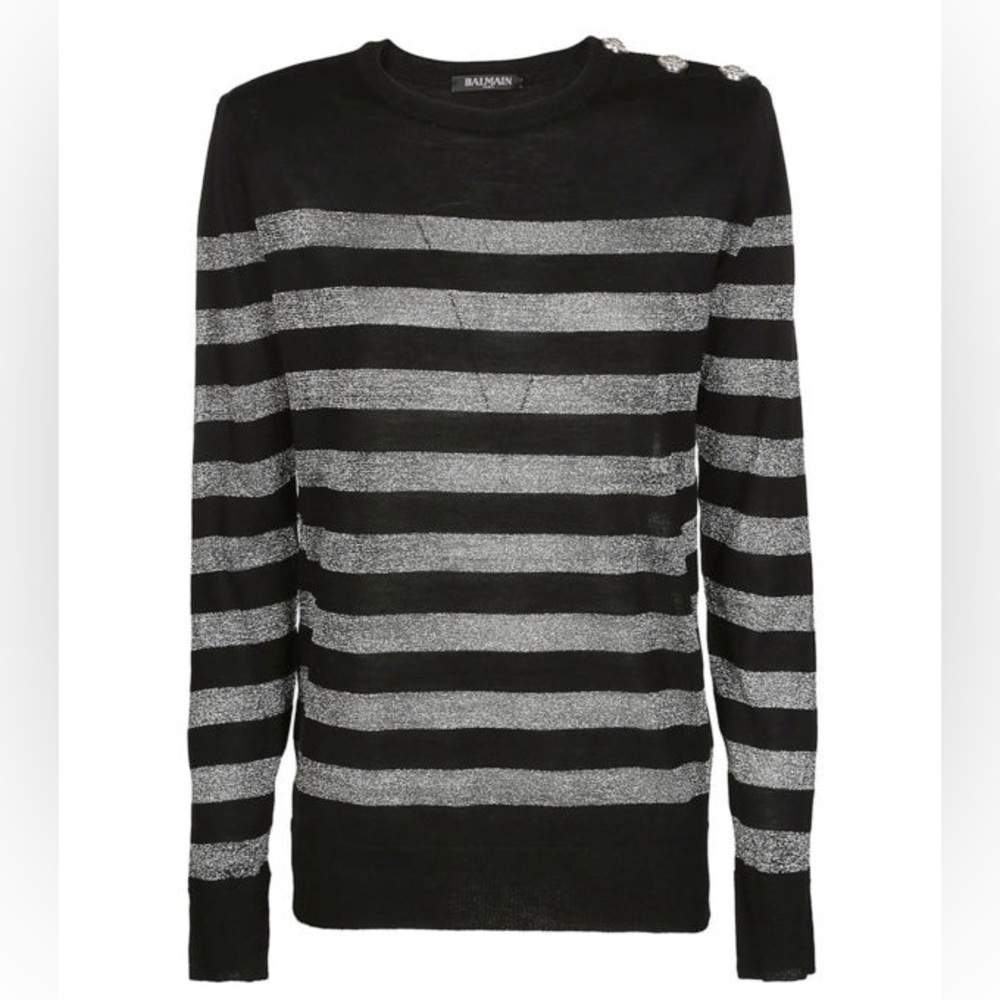 Balmain Striped lurex jersey sweater Size Fr 38